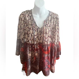 Figueroa & Flower Boho Blouse with Bell Sleeve‎ M